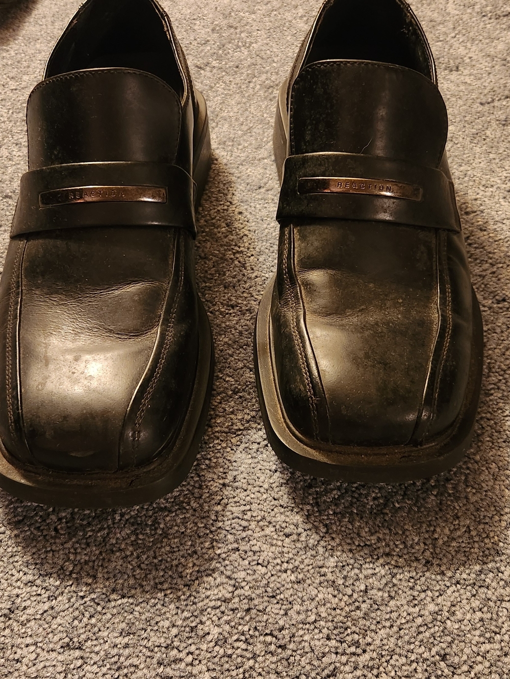 Kenneth Cole Reaction Black Slip-On Square-Toe Loafers